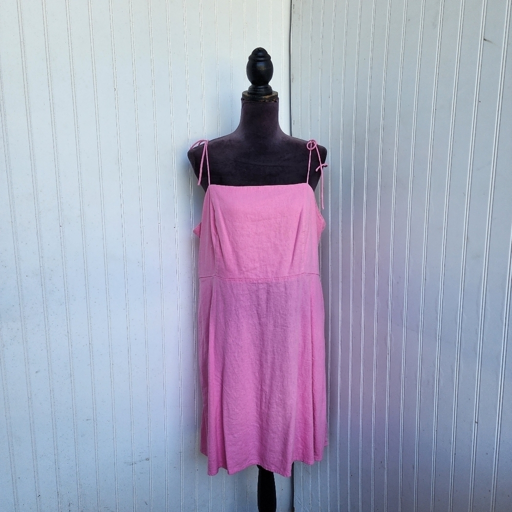 Old Navy Womens Dress Linen Rayon Cami Tie Babydoll Pockets Smocked Beach XXL